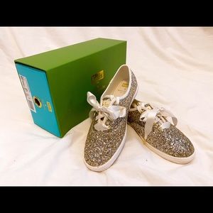 NEW Kate Spade Keds Champion GOLD Platinum Glitter